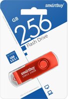 USB флеш накопитель_256 Gb SmartBuy Twist Red USB 3.0 пластик-металл-поворотная-R-W 70-40Mb-SB256GB3TWR
